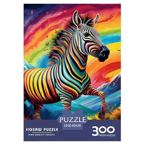 300-teiliges Kunst-Tier-Zebra für Erwachsene, schwierige Puzzles, Puzzles für Erwachsene, Lernspiel, Herausforderungsspielzeug, 300 Stück (40 x 28 cm) von XJmoney