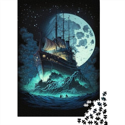 300-teiliges Puzzle, Dunkles Piratenschiff, kreatives quadratisches Puzzle für Kinder und Jugendliche, Holzpuzzle, Spielzeug, Denkspiel, 300 Teile (40 x 28 cm) von XJmoney