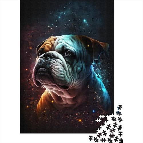 300-teiliges Puzzle, Galaxie-Farben-Bulldoggen-Puzzle für Kinder, Lernspiel aus Holz, Puzzles für Erwachsene, 300 Stück (40 x 28 cm) von XJmoney