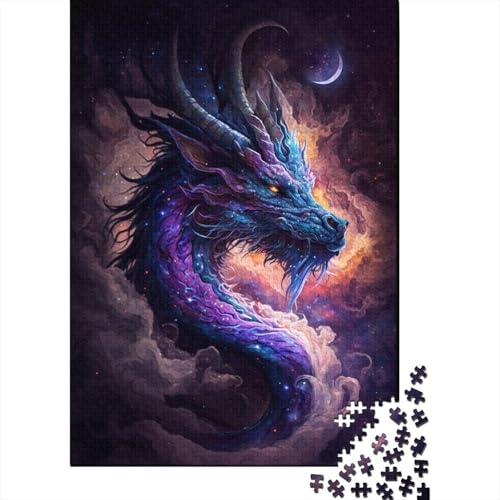 300-teiliges Puzzle, Galaxie-Kunst, chinesischer Drache, kreatives quadratisches Puzzle für Teenager, Holzpuzzle, Spielzeug, Denkspiel, 300 Teile (40 x 28 cm) von XJmoney