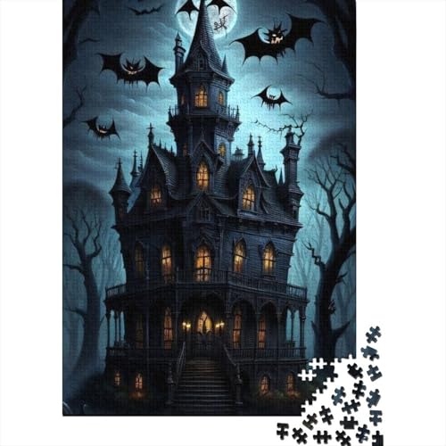 300-teiliges Puzzle, Halloween-Schloss, Puzzle für Erwachsene, Holzbrett-Puzzle, Erwachsene und 300 Teile (40 x 28 cm) von XJmoney