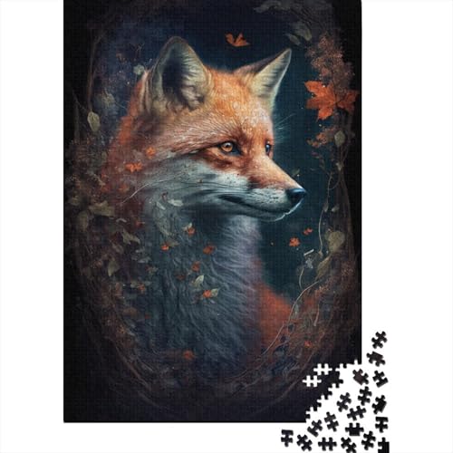 300-teiliges Puzzle, niedlicher Kunstfuchs, quadratische Puzzles für Kinder und Jugendliche, Holzpuzzles, Familienaktivität, 300 Teile (40 x 28 cm) von XJmoney