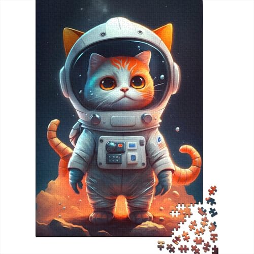 300-teiliges Puzzle „Astronautenkatze“ für Erwachsene, Holzbrett-Puzzle, Lernspiele, Heimdekoration, Puzzle 300 Teile (40 x 28 cm) von XJmoney