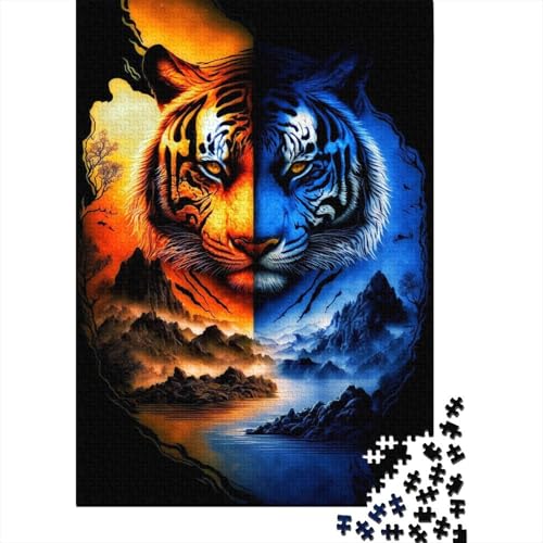 300-teiliges Puzzle „EIS und Feuertiger“, quadratisches Puzzle für Kinder, Holzpuzzle, Lernspielzeug, 300 Stück (40 x 28 cm) von XJmoney