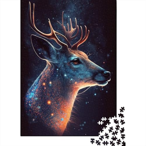 300-teiliges Puzzle „Galaxie-Hirsch“, kreatives quadratisches Puzzle für Kinder und Jugendliche, Holzpuzzle, Spielzeug, Denkspiel, 300 Teile (40 x 28 cm) von XJmoney