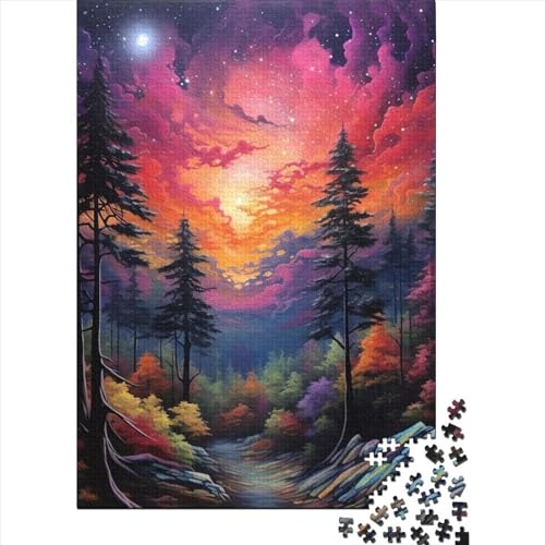 300-teiliges Puzzle „Leuchtende Sterne im Wald“ für Kinder und Teenager. Denksport-Puzzle, 300 Teile (40 x 28 cm) Familie. von XJmoney