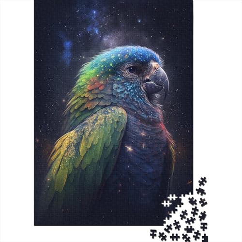 300-teiliges Puzzle „Papagei-Galaxie“, kreatives quadratisches Puzzle für Kinder und Jugendliche, Holzpuzzle, Spielzeug, Denkspiel, 300 Teile (40 x 28 cm) von XJmoney