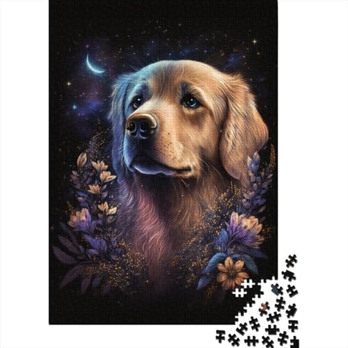 300-teiliges Puzzle „Weltraum-Golden Retriever“, kreatives quadratisches Puzzle für Teenager, Holzpuzzle, Spielzeug, Denkspiel, 300 Teile (40 x 28 cm) von XJmoney