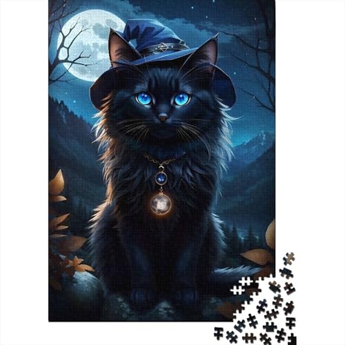 300-teiliges Puzzle für Erwachsene, Halloween-Kätzchen, Puzzle für Erwachsene, Holzbrett-Puzzle, Lernspiel, Herausforderungsspielzeug, 300 Teile (40 x 28 cm) von XJmoney