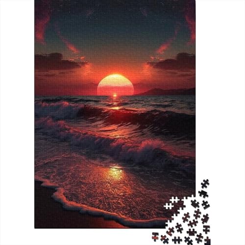 300-teiliges Puzzle für Kinder und wunderschöne quadratische Sonnenuntergangs-Puzzles für Kinder, Lernspiel-Puzzles aus Holz für Erwachsene, 300 Teile (40 x 28 cm) von XJmoney