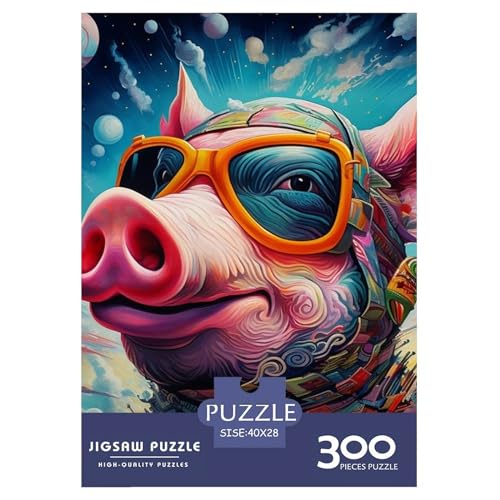 300-teiliges Puzzle mit Cartoon-Schweinen, Puzzles für Erwachsene und Teenager, Erwachsene ab 14 Jahren, 300 Teile (40 x 28 cm) von XJmoney