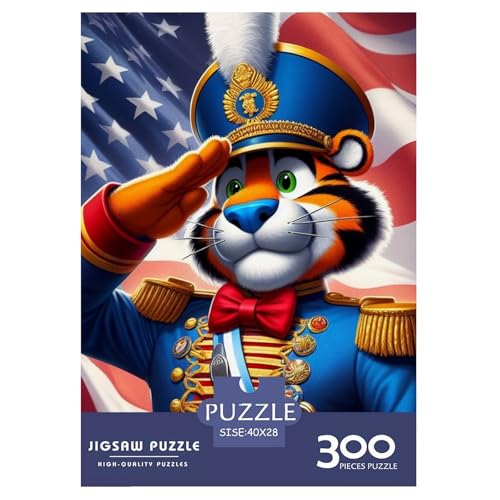 300-teiliges Tiger Salutes-Puzzle für Erwachsene, Puzzles für Erwachsene und Teenager, Erwachsene ab 14 Jahren, 300 Teile (40 x 28 cm) von XJmoney