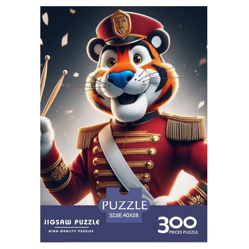 300-teiliges Tiger-Trommel-Puzzle für Erwachsene, Holzpuzzle für Erwachsene und Teenager, Lernspielzeug, 300 Teile (40 x 28 cm) von XJmoney