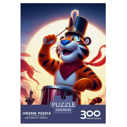 300-teiliges Tiger-Trommel-Puzzle für Erwachsene Teenager, Holzpuzzles für Erwachsene, Puzzles für Erwachsene, Lernspiel, Herausforderungsspielzeug, 300 Stück (40 x 28 cm) von XJmoney