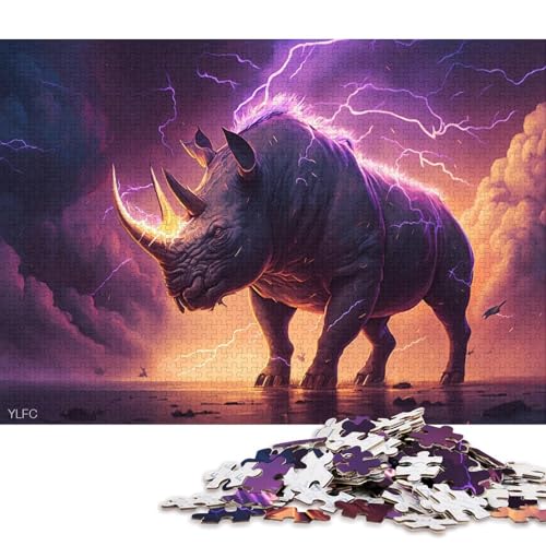 500-teiliges Art Dream Rhino-Puzzle, kreatives rechteckiges Puzzle für Kinder, große Puzzles für Familienspiele, 500 Teile (52 x 38 cm) von XJmoney