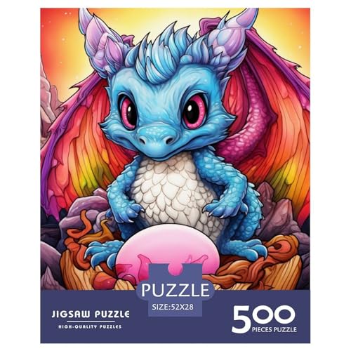 500-teiliges Baby-Drachen-Puzzle für Erwachsene, Holzpuzzle für Erwachsene und Teenager, Lernspielzeug, 500 Teile (52 x 38 cm) von XJmoney