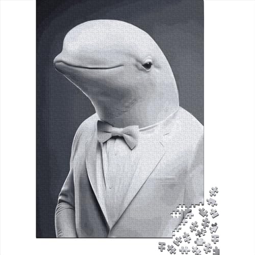 500-teiliges Beluga-Portrait-Puzzle für Kinder, Holzpuzzle für Teenager, Geschenke, Puzzle für Erwachsene, 500 Teile (52 x 38 cm), Gelegenheits-Puzzlespiele von XJmoney