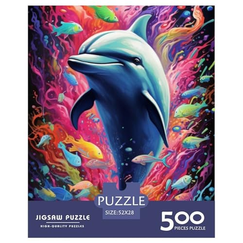 500-teiliges Delfin-Puzzle für Erwachsene, Puzzles für Erwachsene und Teenager, Erwachsene, ab 14 Jahren, 500 Teile (52 x 38 cm) von XJmoney