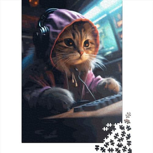 500-teiliges Gamer-Katzen-Puzzle für Erwachsene und Teenager. Puzzle für Kinder. 500 Teile (52 x 38 cm). Gelegenheits-Puzzlespiele. Raumdekoration von XJmoney