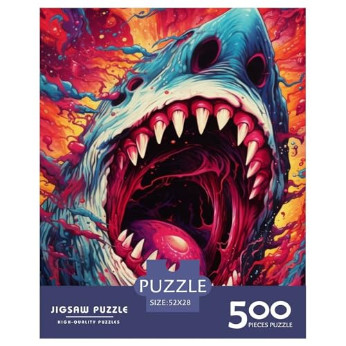 500-teiliges Hai-Puzzle für Erwachsene, Puzzles für Erwachsene und Teenager, Erwachsene, ab 14 Jahren, 500 Teile (52 x 38 cm) von XJmoney