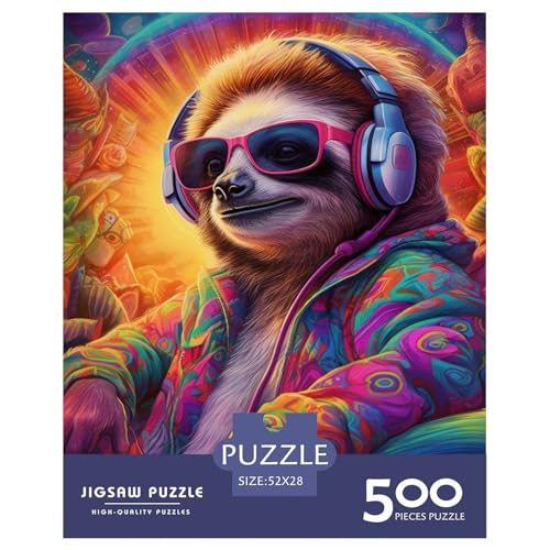 500-teiliges Kopfhörer-Koala-Puzzle für Erwachsene, schwierige Holzpuzzles, Puzzles für Erwachsene, Lernspiel, Herausforderungsspielzeug, 500 Stück (52 x 38 cm) von XJmoney