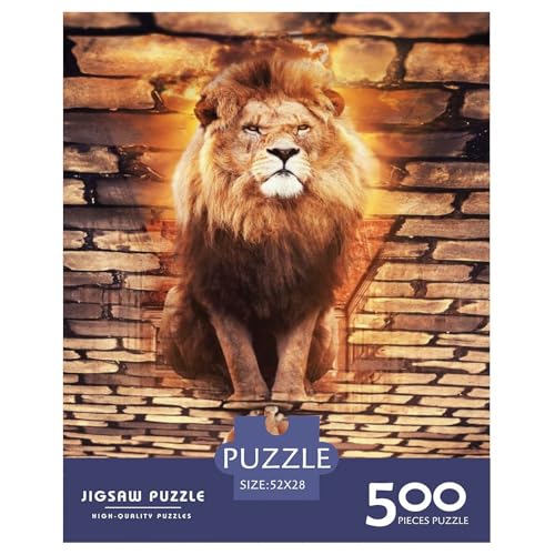 500-teiliges Kunst-Löwen-Puzzle für Erwachsene, Puzzles für Erwachsene und Teenager, Erwachsene ab 14 Jahren, 500 Teile (52 x 38 cm) von XJmoney