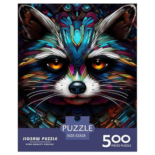 500-teiliges Kunst-Tier-Zibetkatzen-Puzzle für Erwachsene, schwierige Puzzles aus Holz für Teenager, Geschenke, Heimdekoration, Puzzle-Spielzeug, 500 Stück (52 x 38 cm) von XJmoney