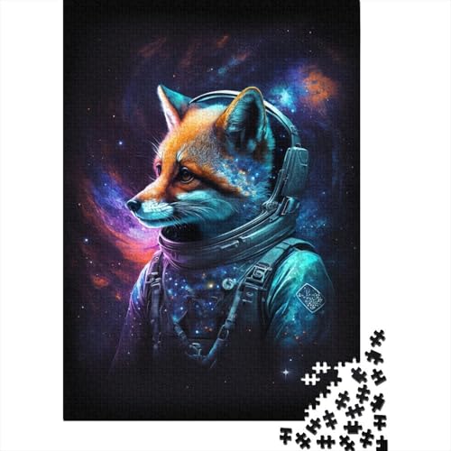 500-teiliges Puzzle, Astronauten-Art-Fuchs, kreatives quadratisches Puzzle für Kinder und Jugendliche, Holzpuzzle, Spielzeug, Denkspiel, 500 Teile (52 x 38 cm) von XJmoney