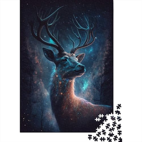 500-teiliges Puzzle, Galaxie-Tier-Hirsch, quadratische Puzzles für Kinder, Holzpuzzles, Familienunterhaltungsspielzeug, 500 Stück (52 x 38 cm) von XJmoney