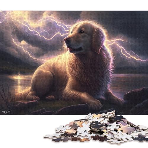 500-teiliges Puzzle, Golden Retriever-Puzzle, Kinder, Brettpuzzle, anspruchsvolles Spiel, 500 Teile (52 x 38 cm) von XJmoney