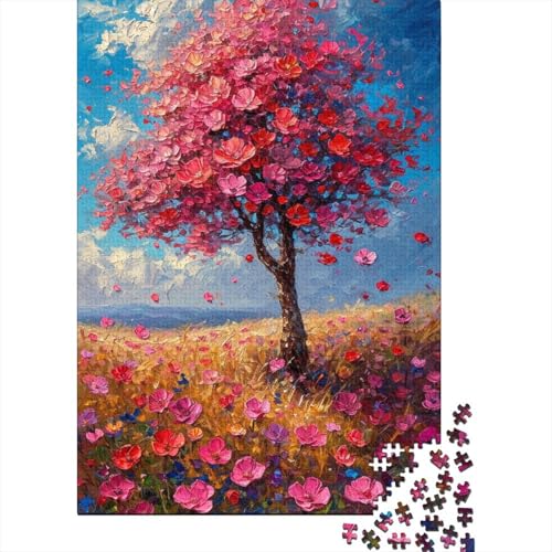 500-teiliges Puzzle, Ölgemälde, Kirschblütenbaum, kreatives quadratisches Puzzle für Teenager, Holzpuzzle, Spielzeug, Denkspiel, 500 Teile (52 x 38 cm) von XJmoney