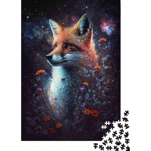 500-teiliges Puzzle, Weltraumfuchs und Blumen, kreatives quadratisches Puzzle für Teenager, Holzpuzzle, Spielzeug, Denkspiel, 500 Teile (52 x 38 cm) von XJmoney