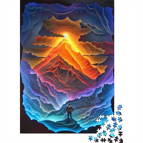 500-teiliges Puzzle, farbenfrohe, schöne Berge, kreatives quadratisches Puzzle für Teenager, Holzpuzzle, Spielzeug, Denkspiel, 500 Teile (52 x 38 cm) von XJmoney