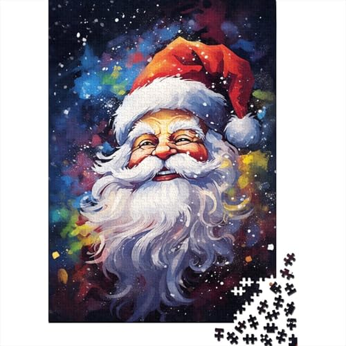 500-teiliges Puzzle, farbenfrohes künstlerisches Weihnachtsmann-Puzzle, Holzbrett-Puzzle für Kinder und Erwachsene, Puzzle-Geschenke, 500 Teile (52 x 38 cm) von XJmoney