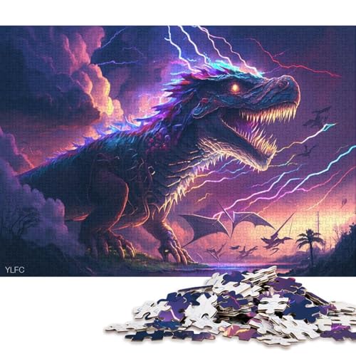 500-teiliges Puzzle, künstlerisches Dinosaurier-Puzzle, Puzzle zum Zusammenbauen, Spielzeug, interaktives Familienspiel, 500 Teile (52 x 38 cm) von XJmoney