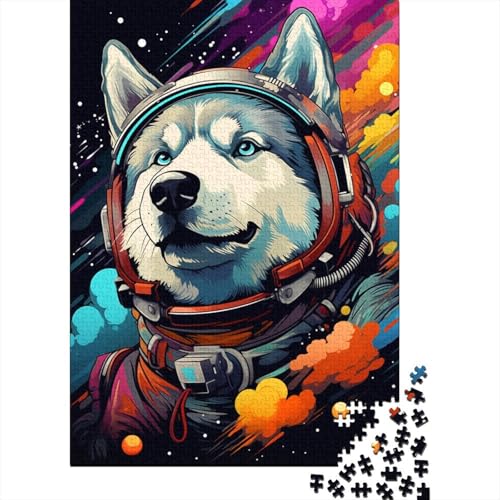 500-teiliges Puzzle „Astronaut Husky“ für Kinder, Holzbrett-Puzzle, Lernspiele, Heimdekoration, Puzzle 500 Teile (52 x 38 cm) von XJmoney