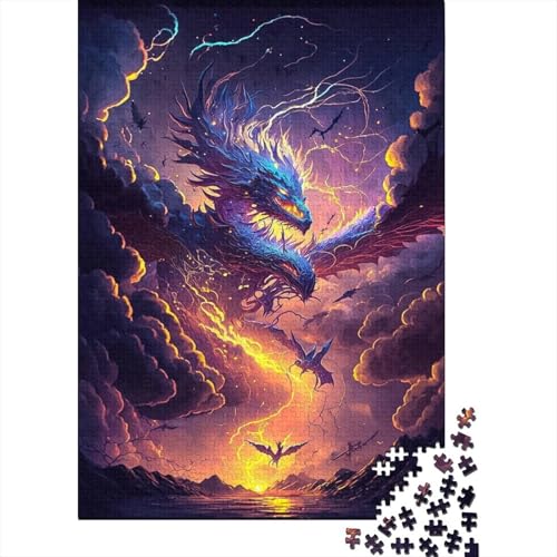 500-teiliges Puzzle „Cosmic Fantasy Dragon“ für Kinder, Holzpuzzle, Lernspielzeug, 500 Stück (52 x 38 cm) von XJmoney