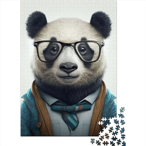 500-teiliges Puzzle „Hipster-Panda in Kleidung 1“ für Teenager, Holzpuzzle für Erwachsene, für Kinder, 500 Teile (52 x 38 cm), Gelegenheitsspiele, Raumdekoration von XJmoney