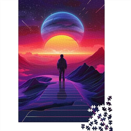 500-teiliges Puzzle „Psychedelischer außerirdischer Planet“, kreatives quadratisches Puzzle für Teenager, Holzpuzzle, Spielzeug, Denkspiel, 500 Teile (52 x 38 cm) von XJmoney