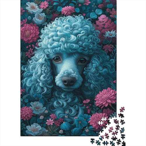 500-teiliges Puzzle „Pudel in den Blumen“, quadratisches Puzzle für Kinder und Jugendliche, Holzpuzzle, Puzzle als Geschenk, 500 Stück (52 x 38 cm) von XJmoney