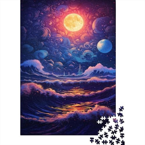 500-teiliges Puzzle „Strand unter dem Nachthimmel“, kreatives quadratisches Puzzle für Teenager, Holzpuzzle, Spielzeug, Denkspiel, 500 Teile (52 x 38 cm) von XJmoney