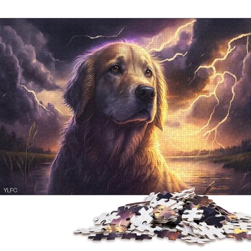 500-teiliges Puzzle für Erwachsene, Kunst-Puzzle mit Golden Retriever-Motiv, Puzzles für Kinder, 500-teiliges Spielspielzeug für Kinder, Familienpuzzles 500 Teile (52 x 38 cm) von XJmoney