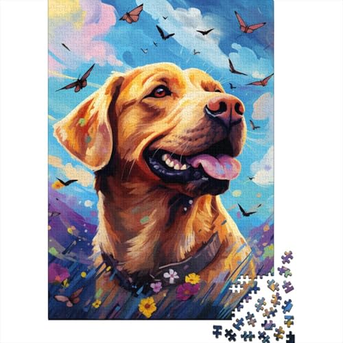 500-teiliges Puzzle für Erwachsene, Schmetterling, Golden Retriever, Puzzle für Erwachsene, Holzbrett-Puzzle, Lernspiel, Herausforderungsspielzeug, 500 Teile (52 x 38 cm) von XJmoney