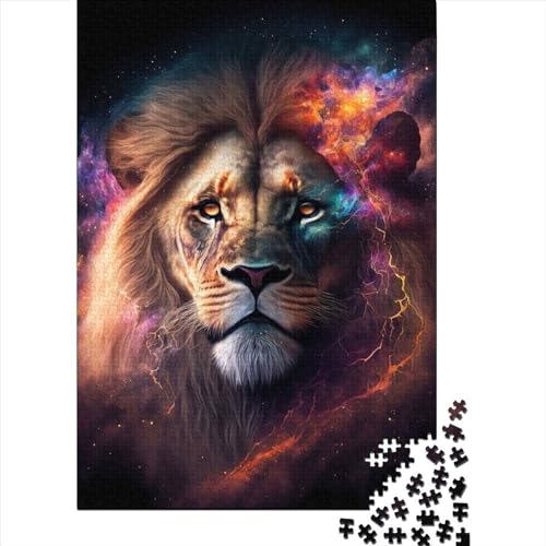 500-teiliges Puzzle für Erwachsene mit Galaxie-Löwe, Lernspiel, Herausforderungsspielzeug, 500 Teile (52 x 38 cm), Gelegenheitsspiele, Raumdekoration von XJmoney