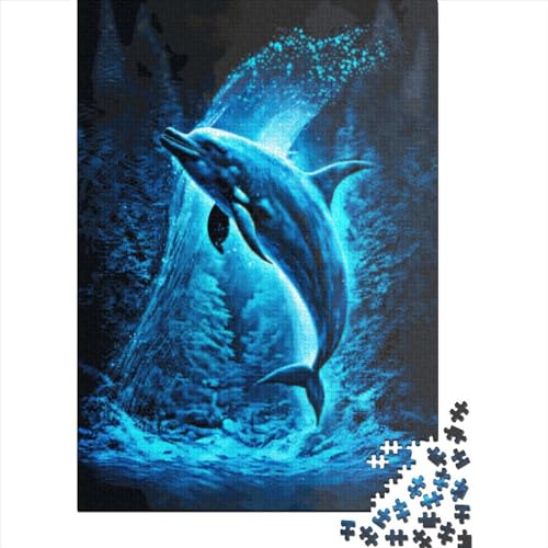 500-teiliges Puzzle für Erwachsene mit blauen Delfinen, Puzzles für Kinder, Puzzles für Kinder, Lernspiel, Herausforderungsspielzeug, 500 Teile (52 x 38 cm), Gelegenheits-Puzzlespiele von XJmoney