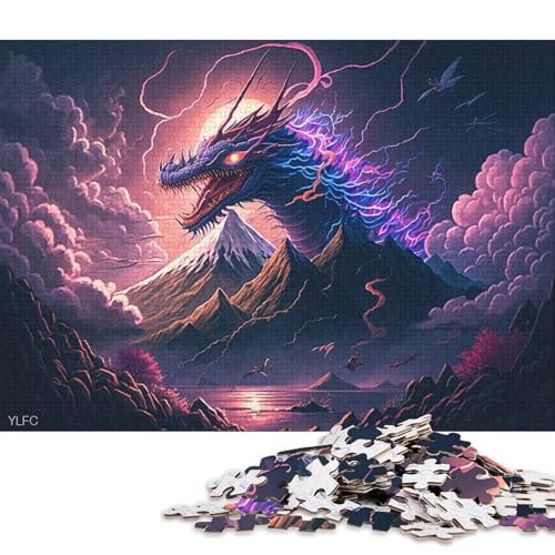 500-teiliges Puzzle für Kinder, Der Fuji und der Drache, kreatives rechteckiges, Puzzlegeschenk für Freunde und Familie, 500 Teile (52 x 38 cm) von XJmoney