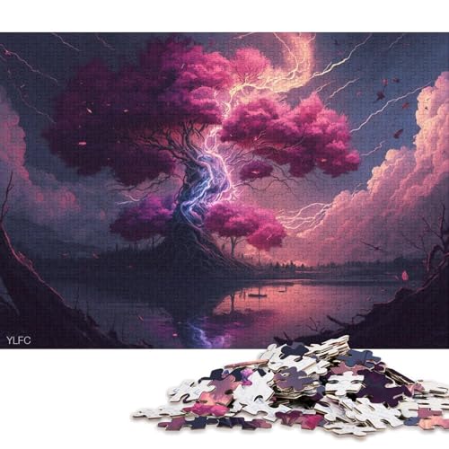 500-teiliges Puzzle für Kinder, künstlerisches Kirschbaum-Puzzle, kreatives rechteckiges, Puzzle-Geschenk für Freunde und Familie, 500 Teile (52 x 38 cm) von XJmoney