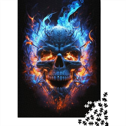 500-teiliges Puzzle mit Feuerschädel, kreatives quadratisches Puzzle für Kinder und Jugendliche, Holzpuzzle, Spielzeug, Denkspiel, 500 Teile (52 x 38 cm) von XJmoney