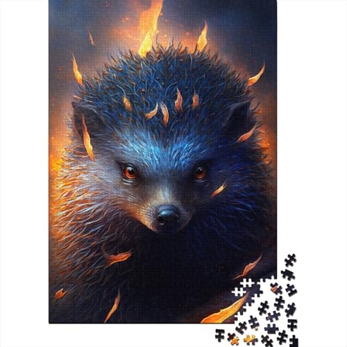 500-teiliges Puzzle mit Feuertier-Igel, kreatives quadratisches Puzzle für Kinder und Jugendliche, Holzpuzzle, Spielzeug, Denkspiel, 500 Teile (52 x 38 cm) von XJmoney