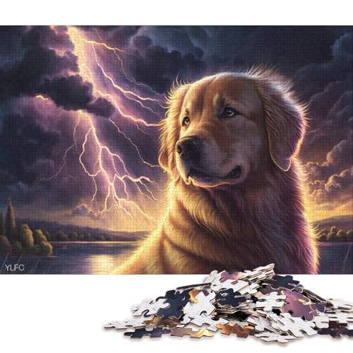 500-teiliges Puzzle mit Golden Retriever-Motiv, Puzzle für Erwachsene und Teenager, großes Puzzle, Spielzeug, Geschenk, unterhaltsames Familienspiel, 500 Teile (52 x 38 cm) von XJmoney